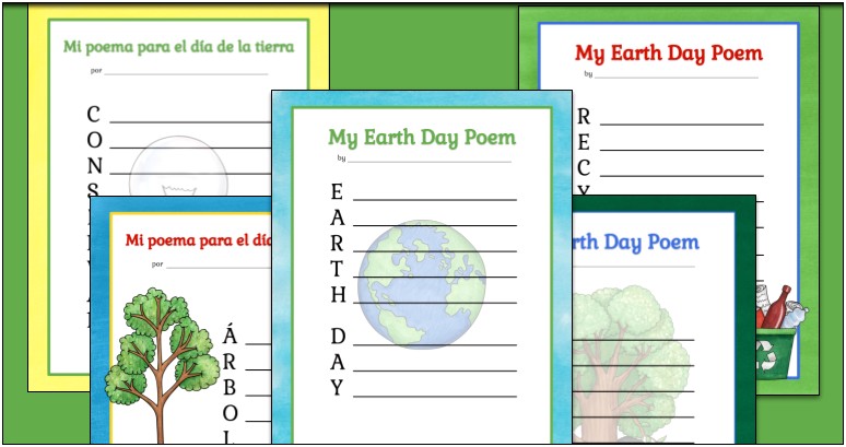 Earth Day Acrostic Poem Template Free