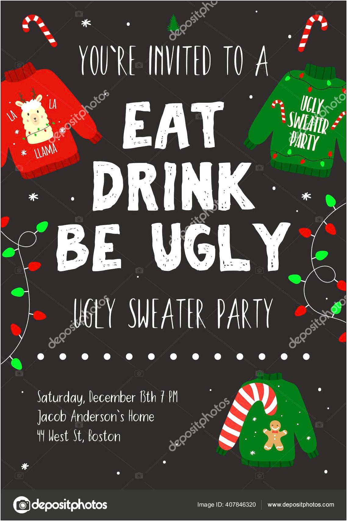 Eat Drink And Be Tacky Invite Free Template