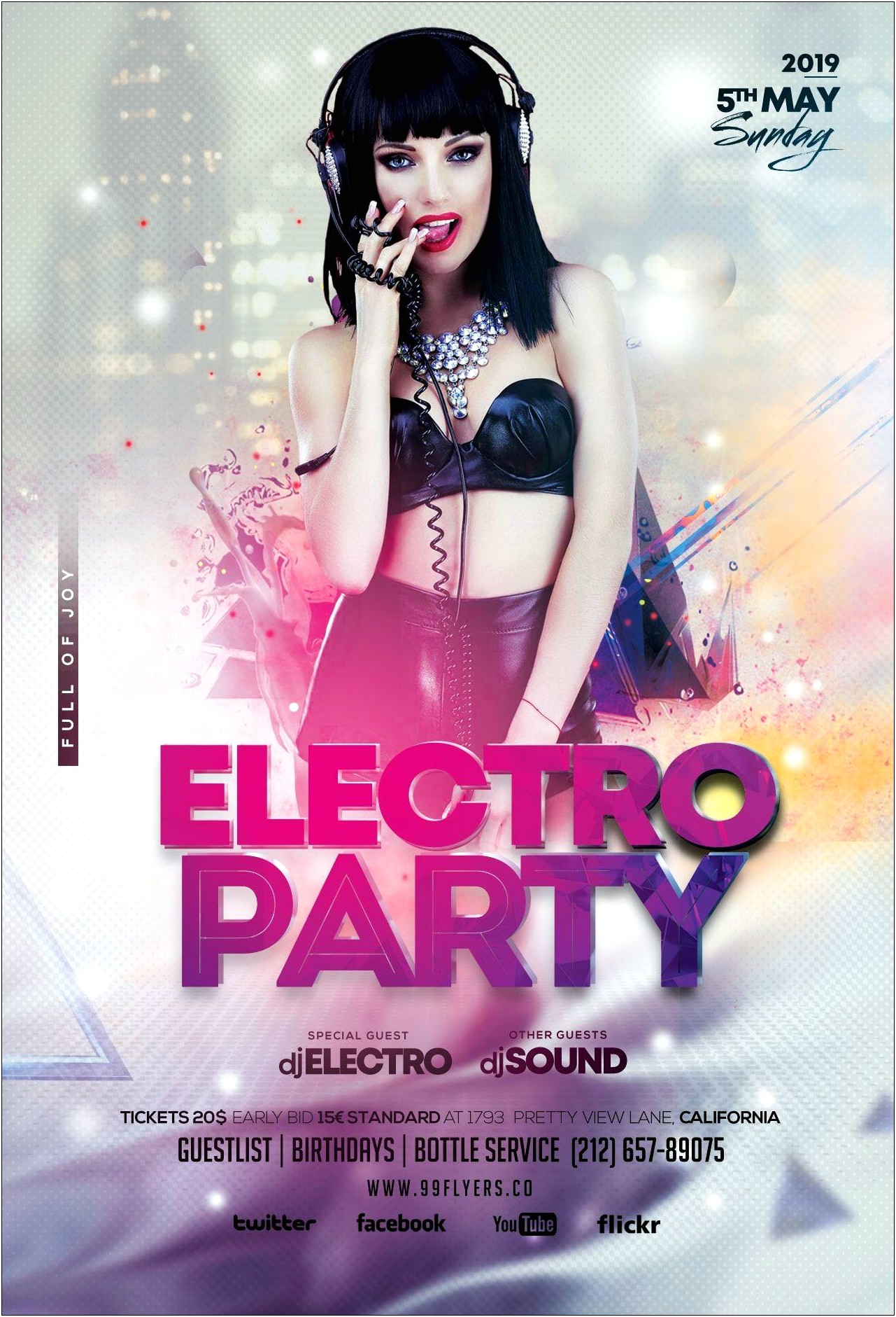 Electro Party Flyer Template Free Download