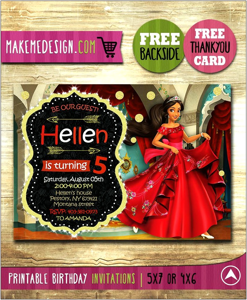 Elena Of Avalor Birthday Invitation Template Free