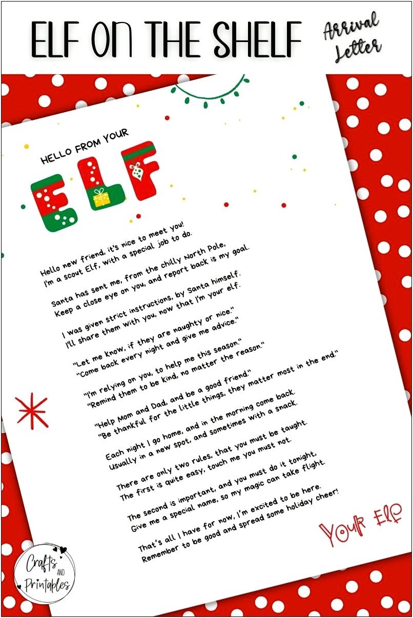 Elf On The Shelf Letter Templates Free