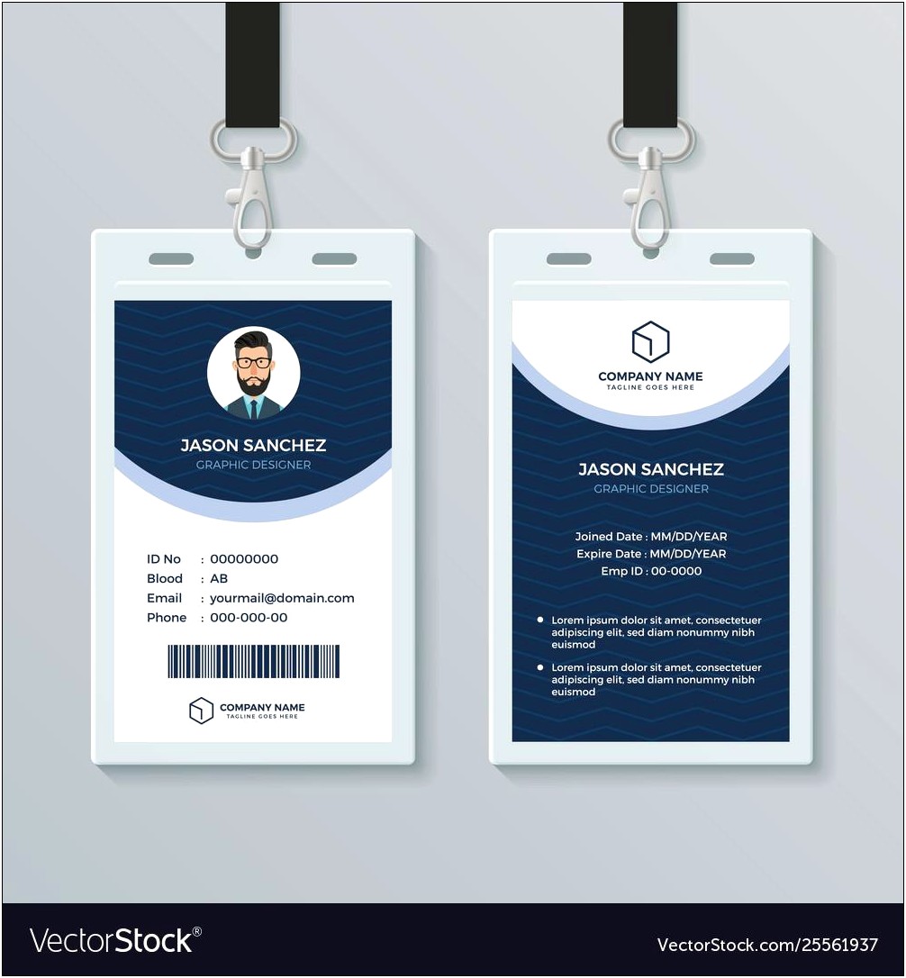 Employee Id Card Vertical Template Free Download Templates : Resume