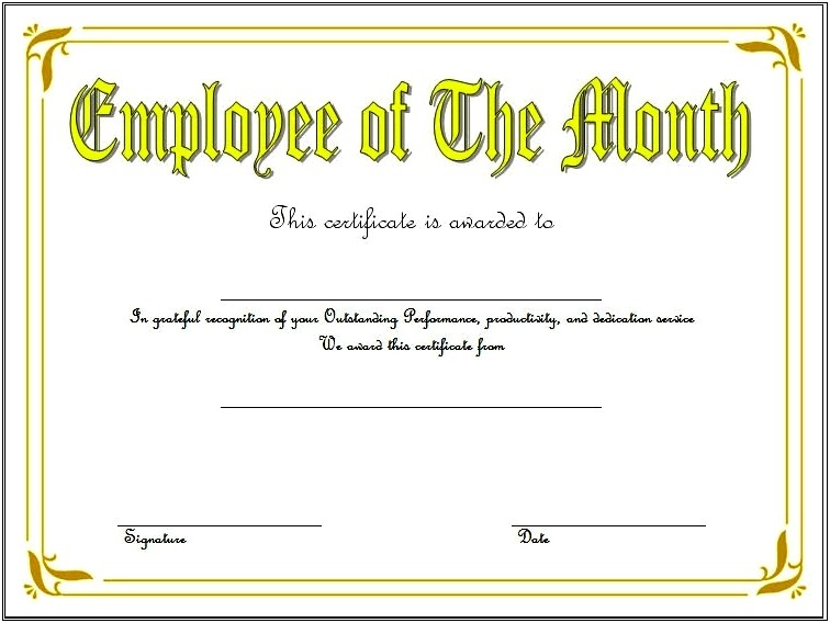 Employee Of The Month Certificates Free Template