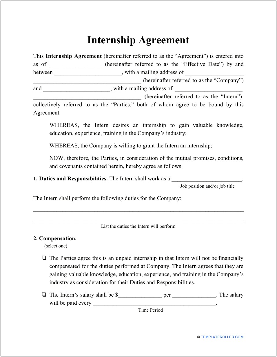 Employment Terms And Conditions Template Free