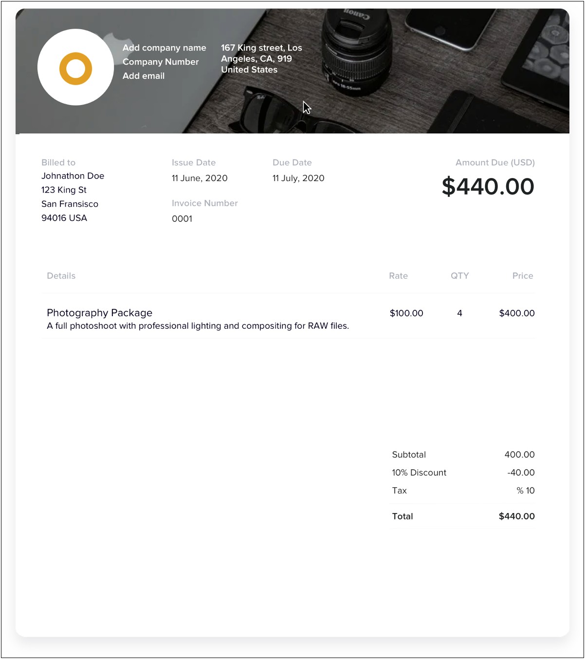 Event Photography Invoice Template Free Pdf