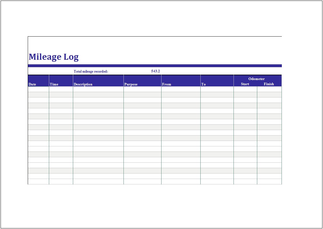 Excel Mileage Log Template For Self Employed Free