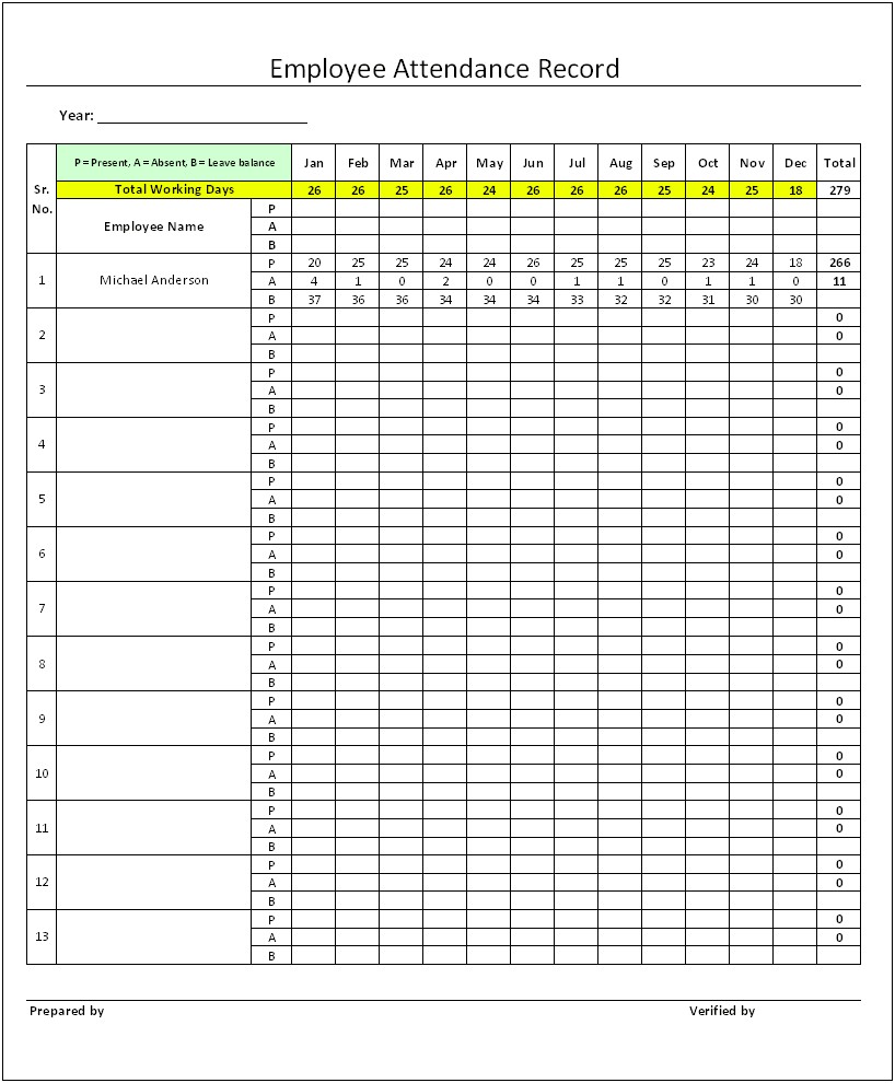 Excel Templates Free Download Employee Attendance Record