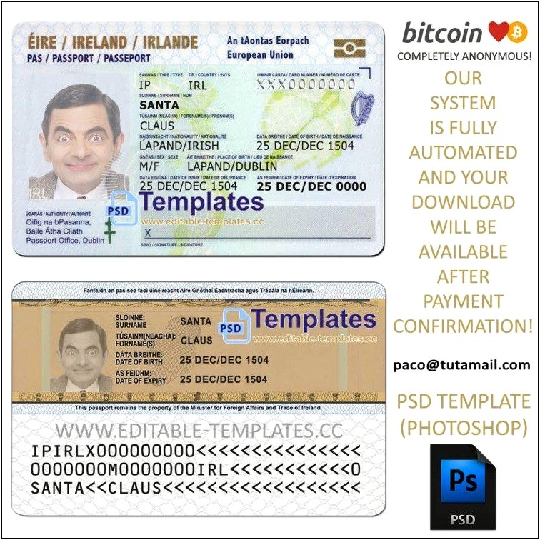 Fake Id Templates Free Download Ireland