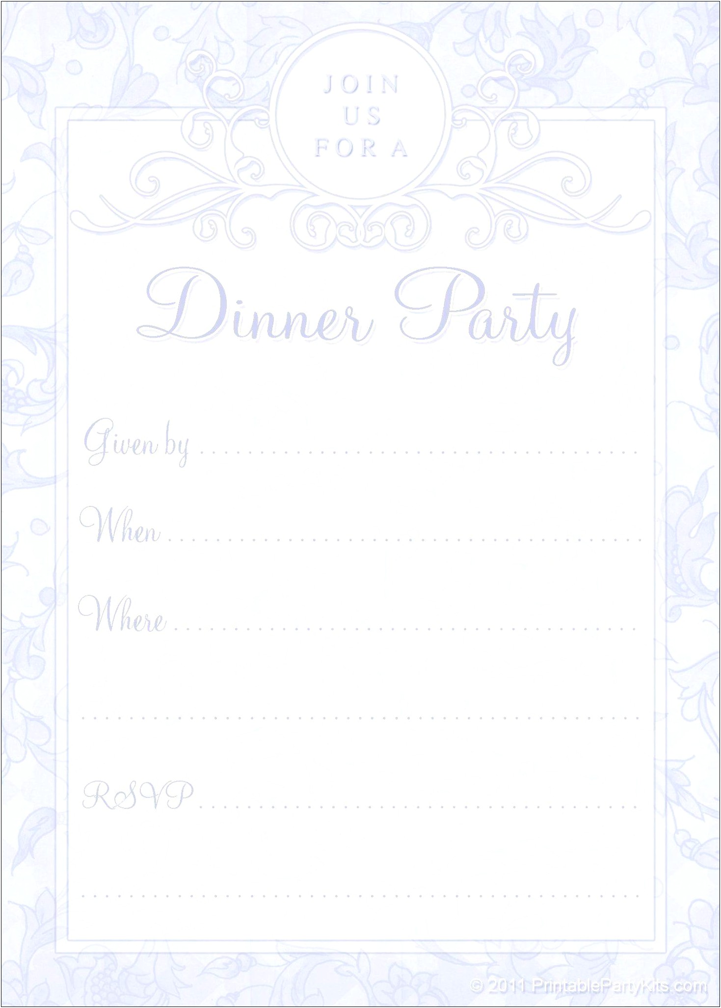 Fancy Dinner Invitation Template Printable Free