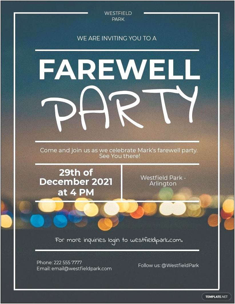 Farewell Party Invitation Template Free Printable Templates Resume 