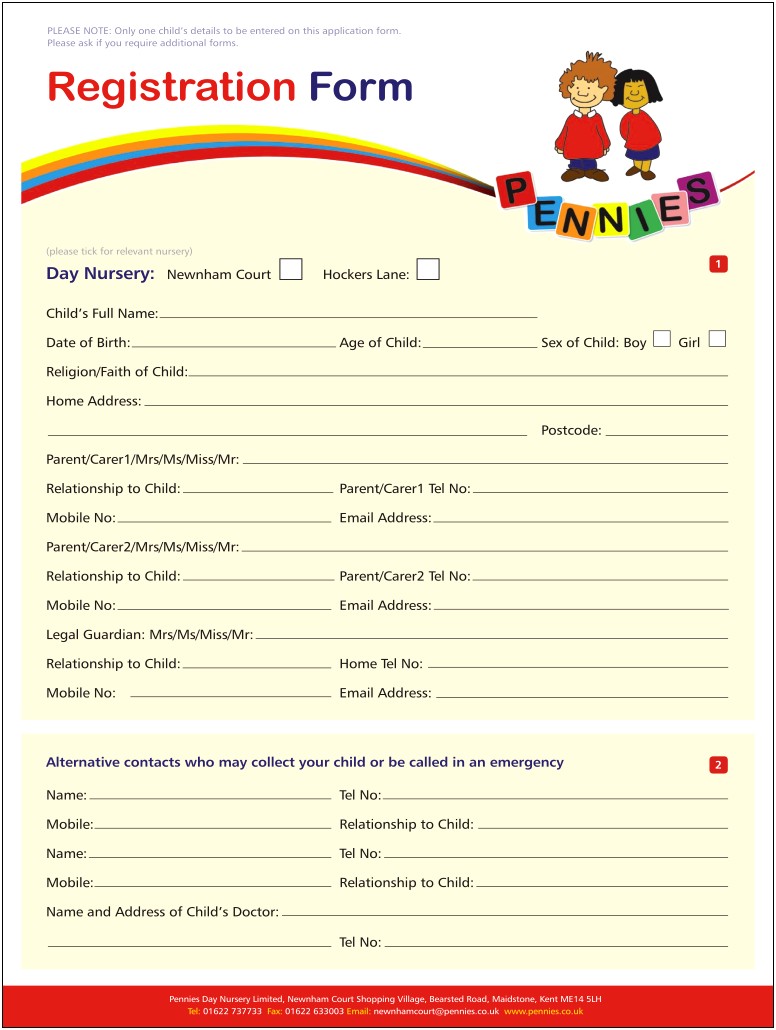 Find A Free Template For Preschool Registration Online