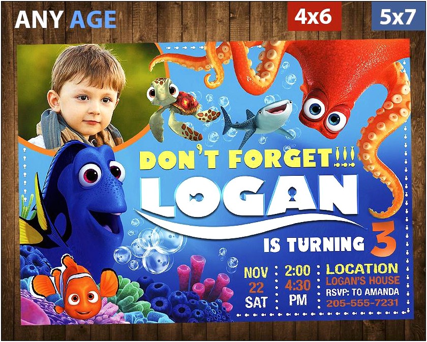 Finding Nemo Birthday Invitations Free Template