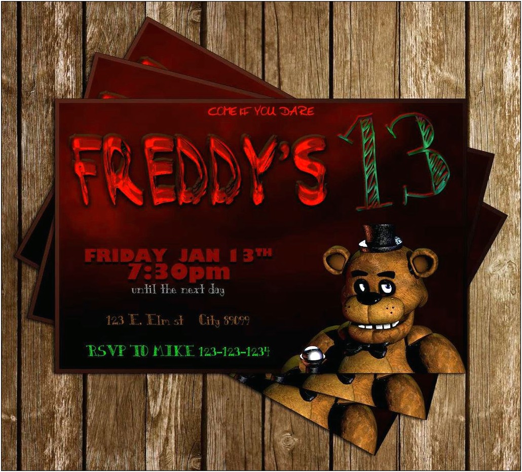 Five Nights At Freddy's Invitation Template Free