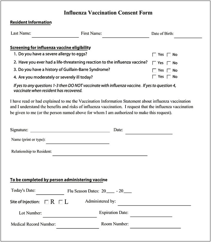 Flucelvax Egg Free Consent Form Template