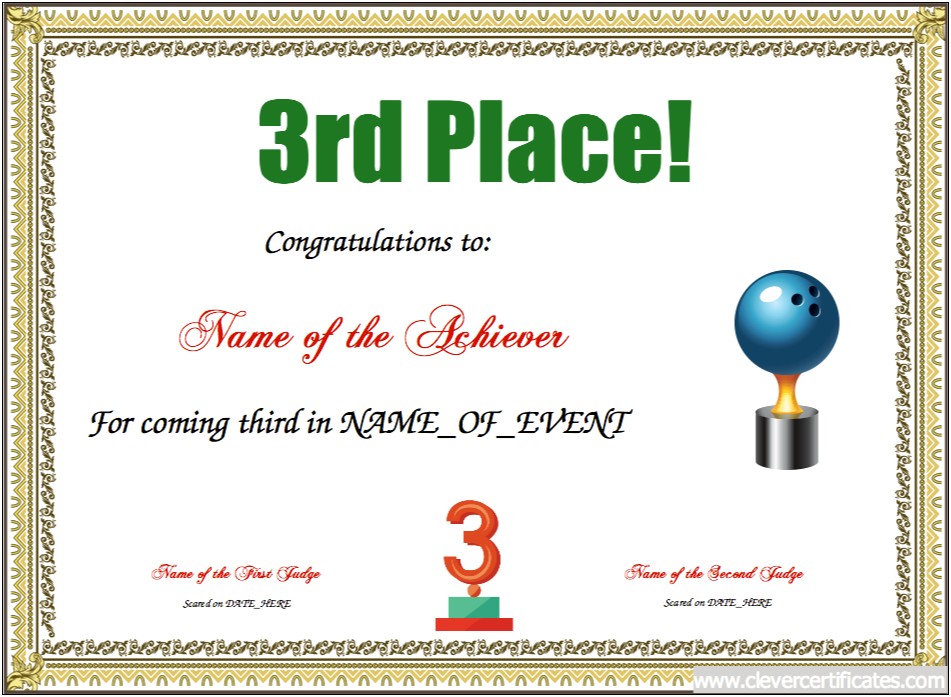 Free 1st 2nd 3rd Place Certificate Template