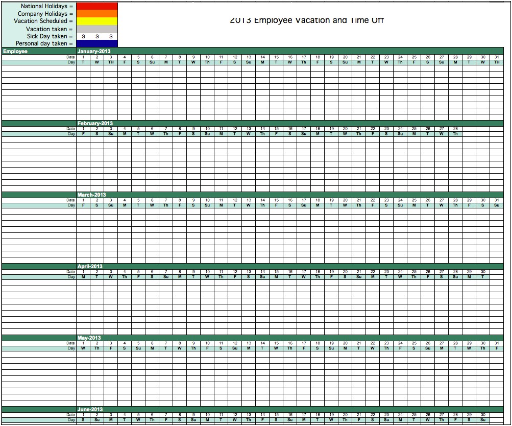 Free 2018 Employee Vacation Calendar Template