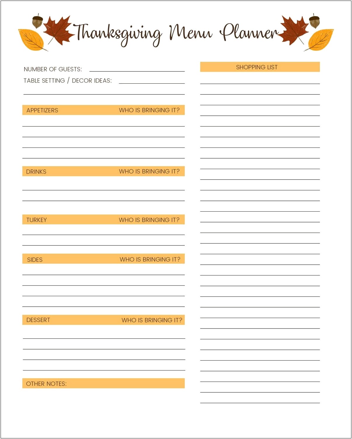 Free 2018 Thanksgiving Menu Template For Family