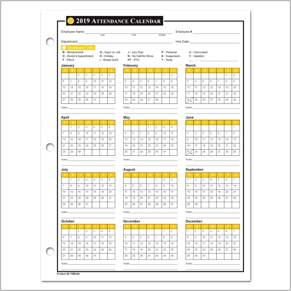 Free 2019 Employee Attendance Record Template