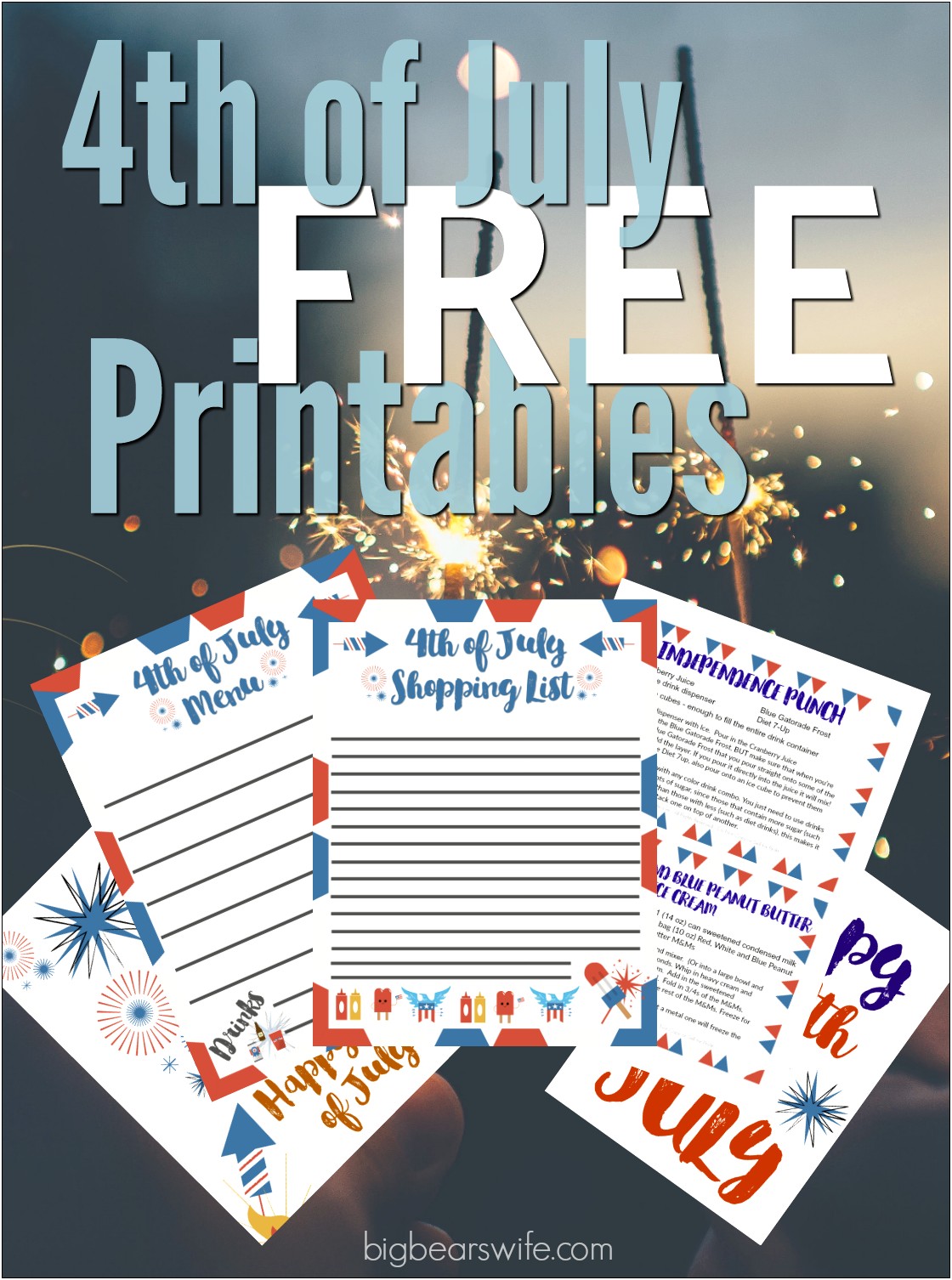 Free 4th Of July Menu Template