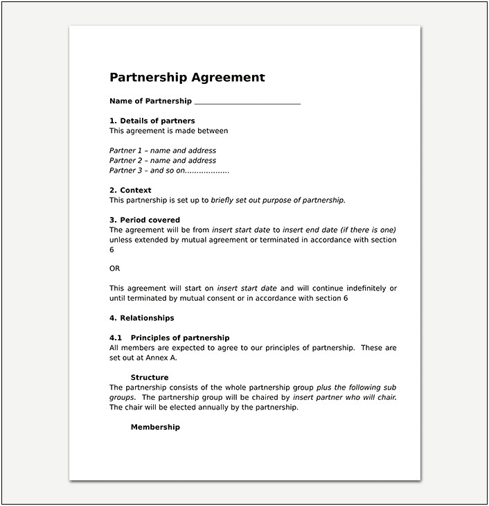 Free 60 40 Coauthor Partnership Agreement Template