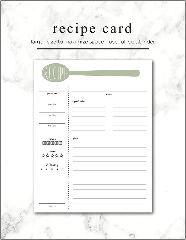 Free 8 1 2 X 11 Recipe Template