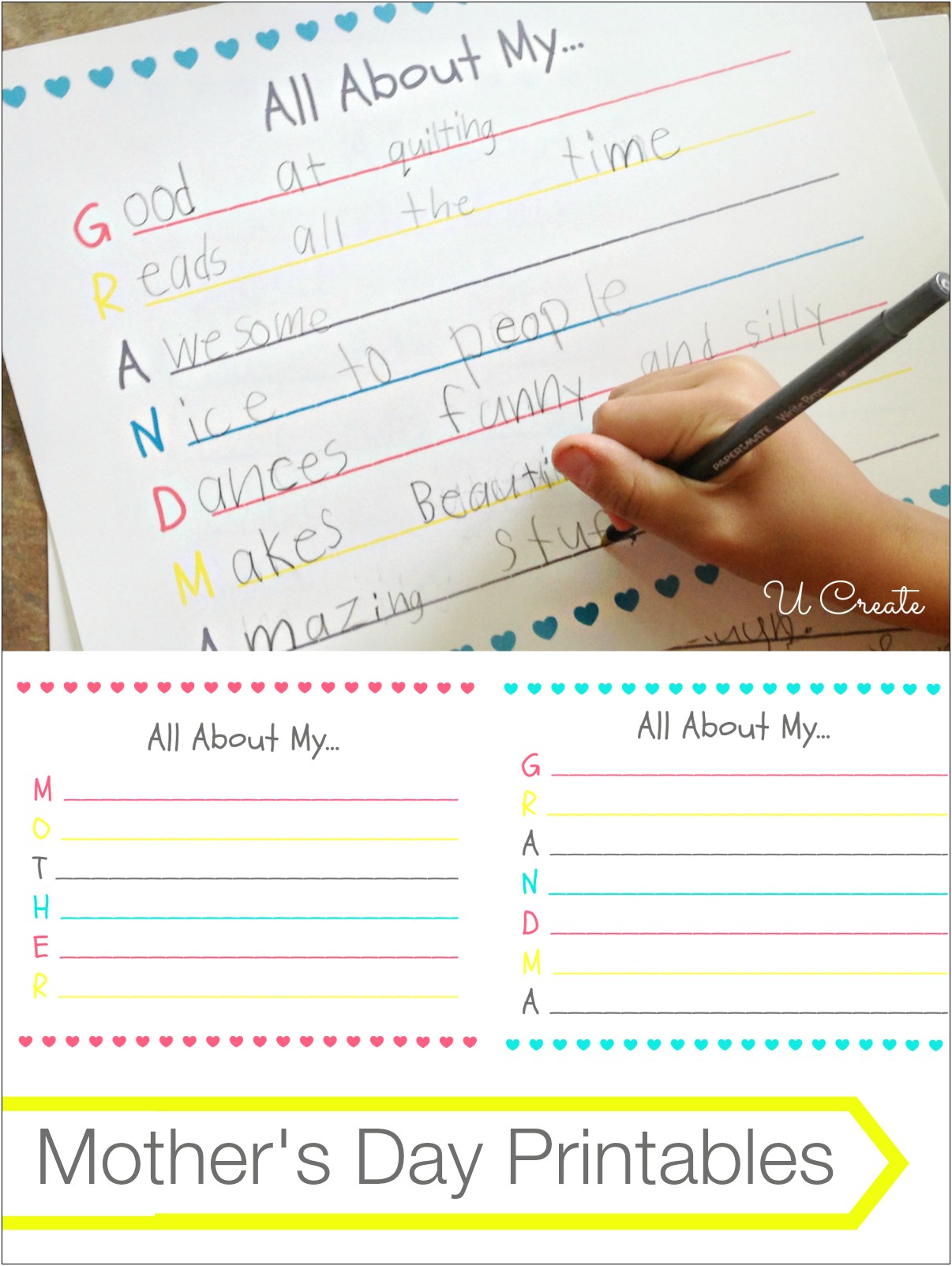 Free Acrostic Poem Template For Mother'