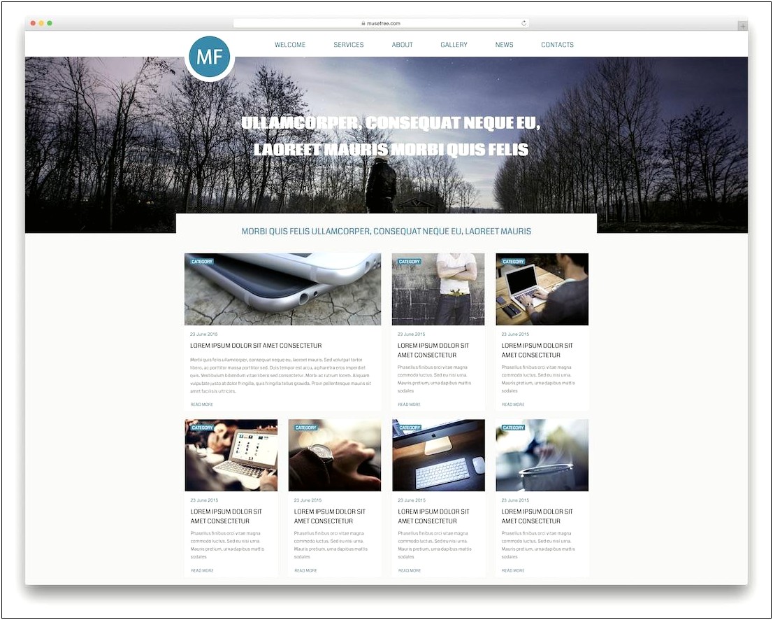 Free Adobe Muse One Page Template