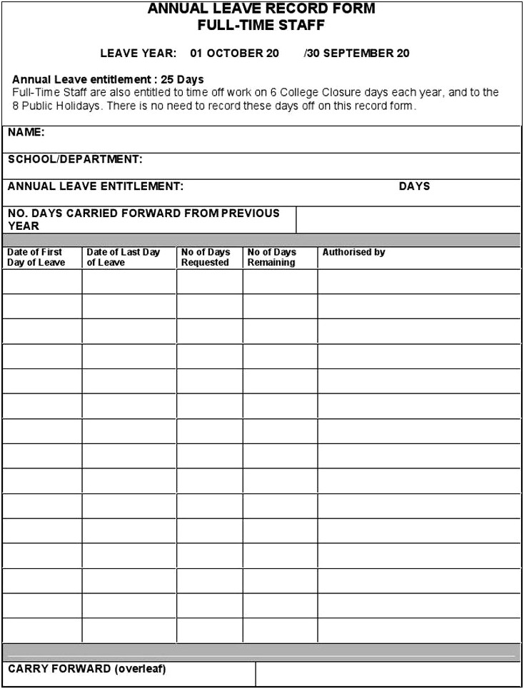 Free Annual Leave Form Template Download Templates Resume Designs 