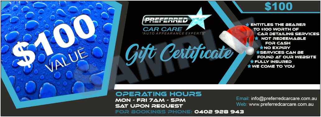 Free Auto Detailing Gift Certificate Template
