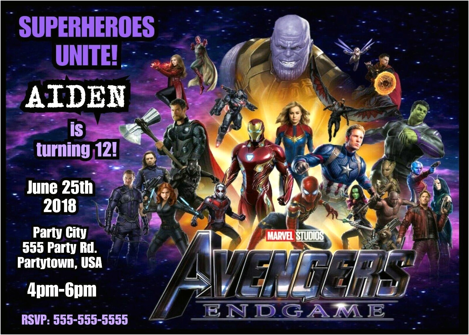 Free Avengers Endgame Birthday Invitation Templates