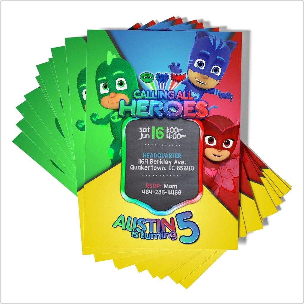 Free Birthday Invitations Templates Pj Mask