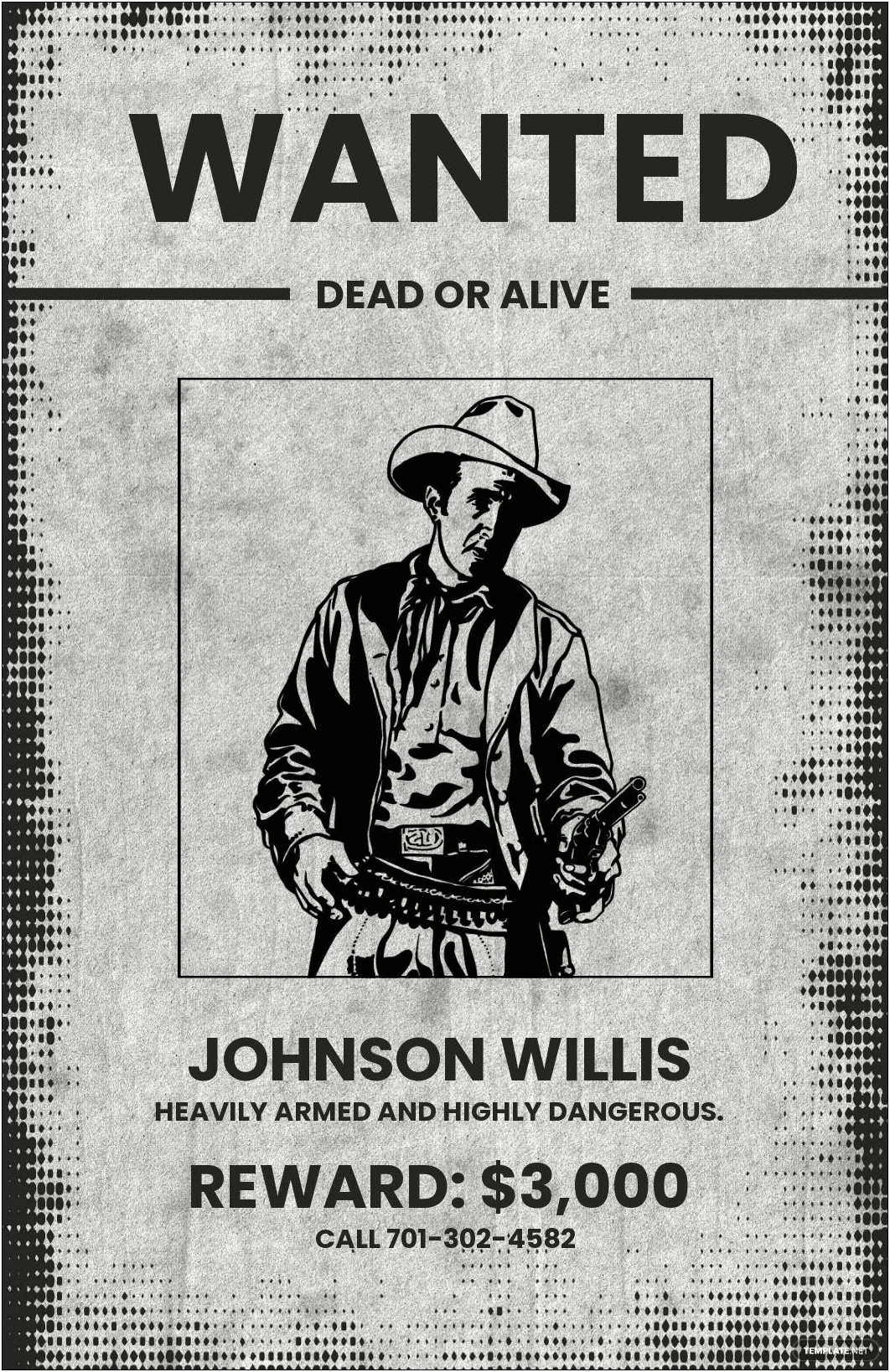 Free Black And White Wanted Poster Template