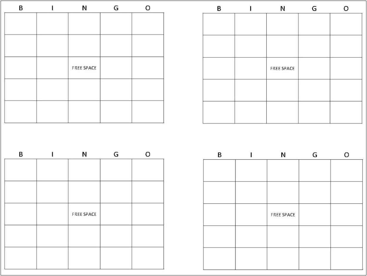 Free Blank Bingo Card Templates Printable