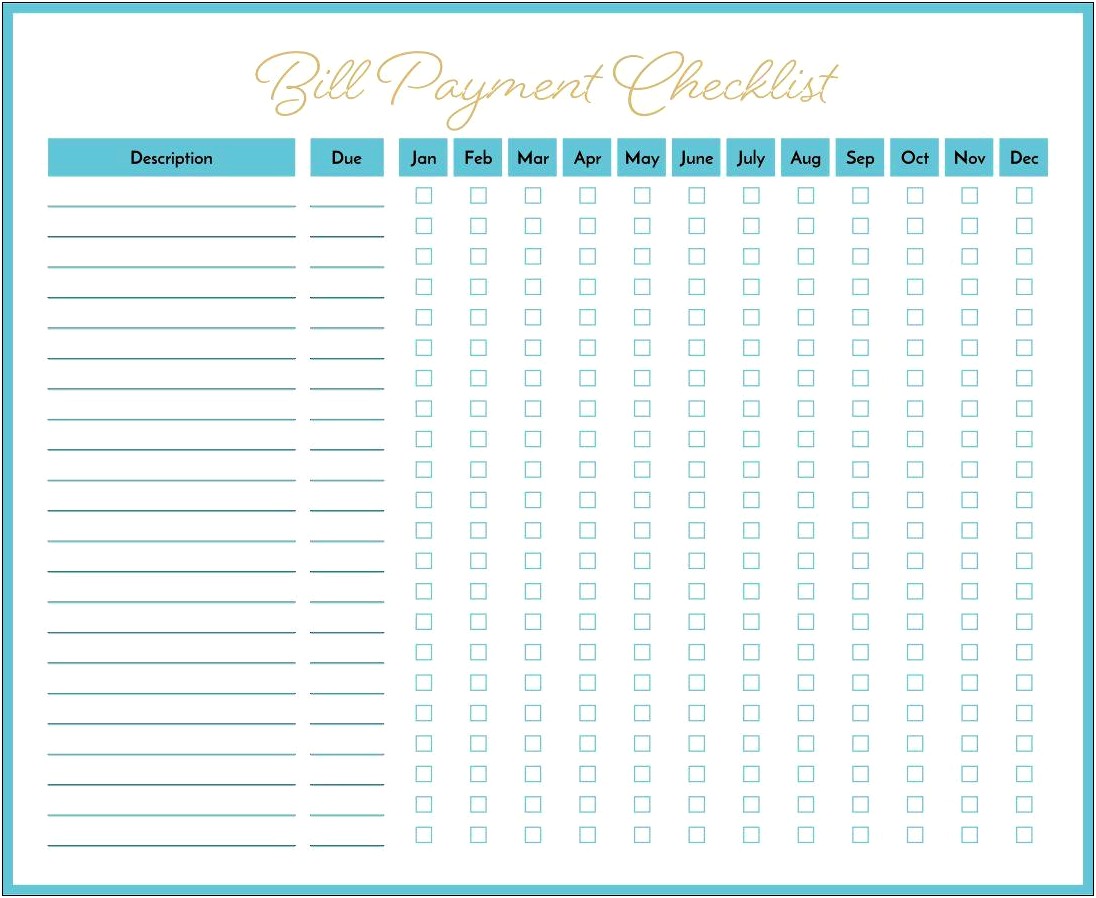 Free Blank Chart Templates For Bill Payments