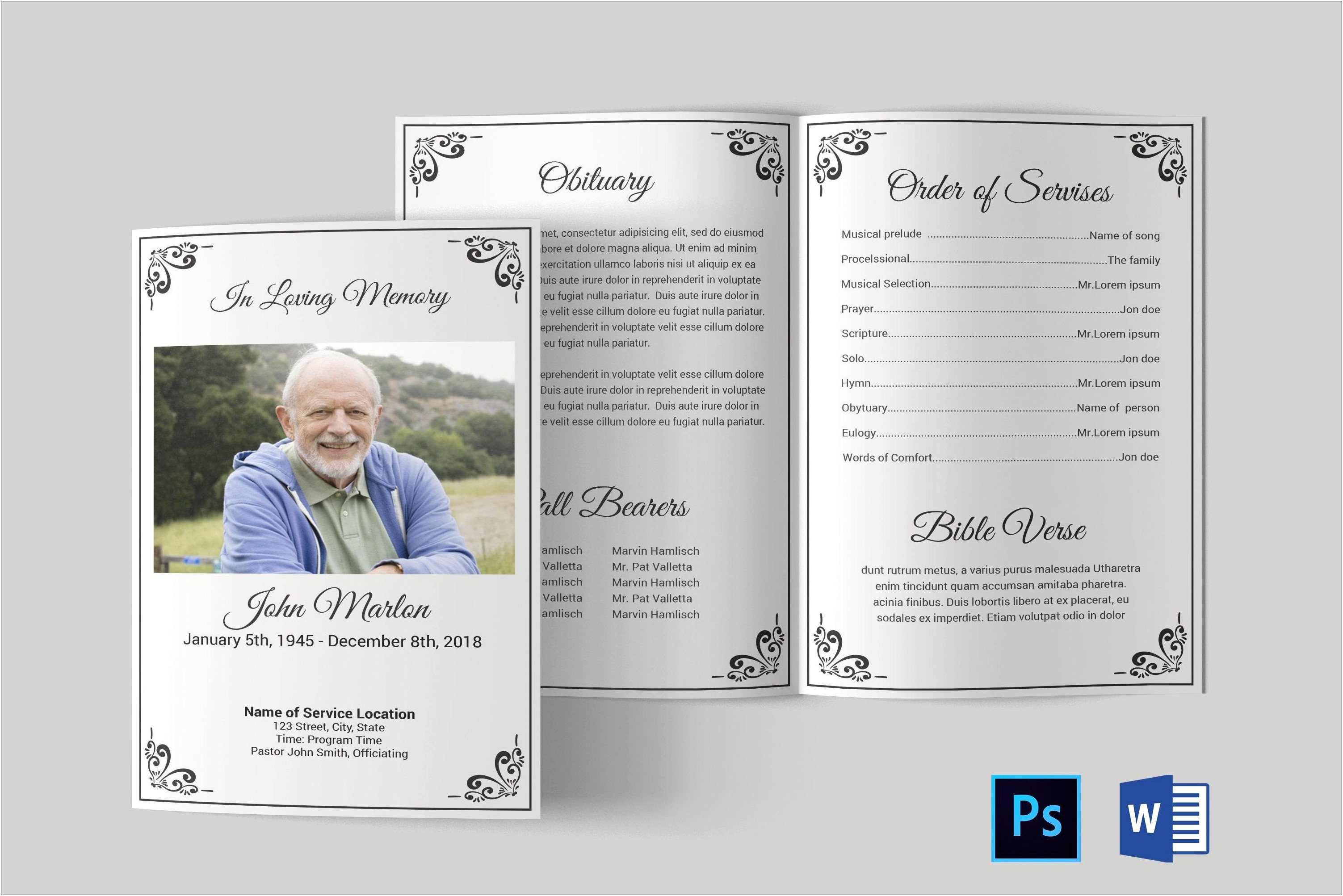 Free Blank Funeral Program Templates Doc