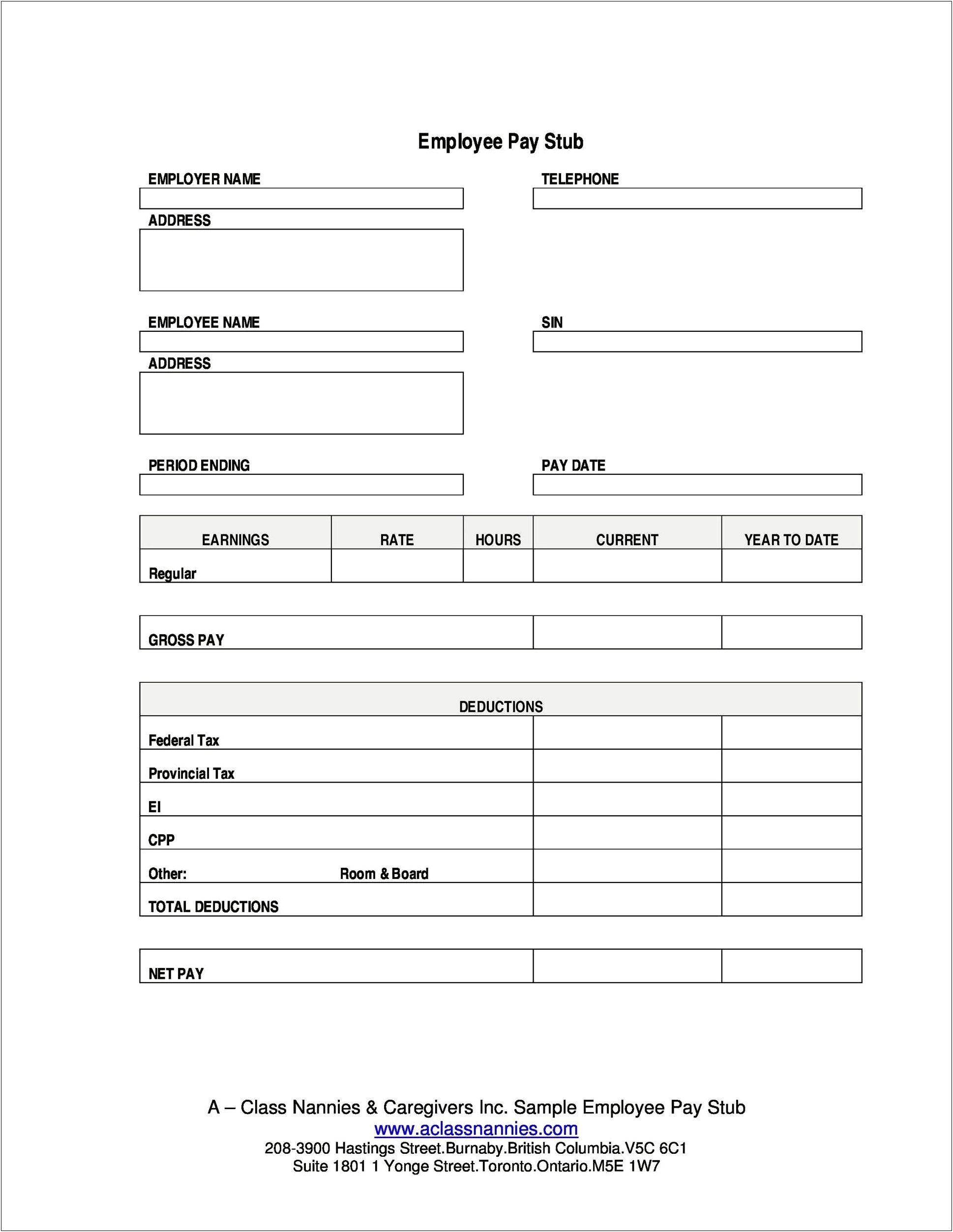 Free Blank Pay Statement Template For Self Employed