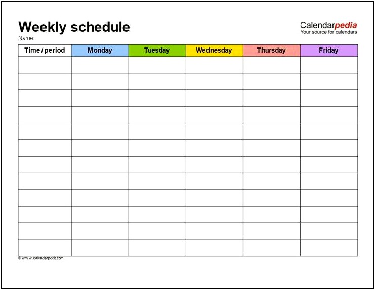 Free Blank Shabbat School Schedule Template