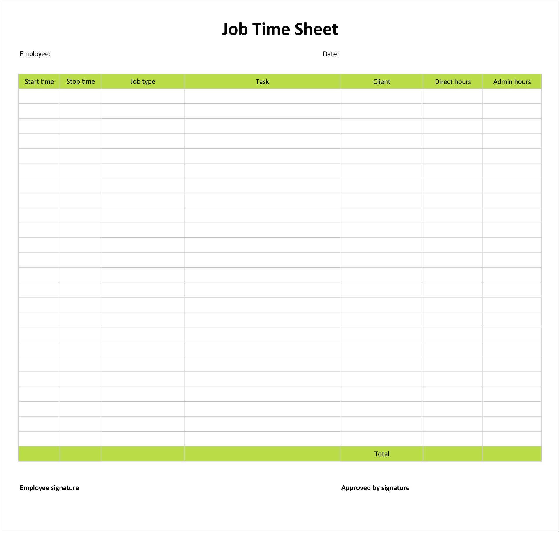 Free Blank Templates For Time Sheets