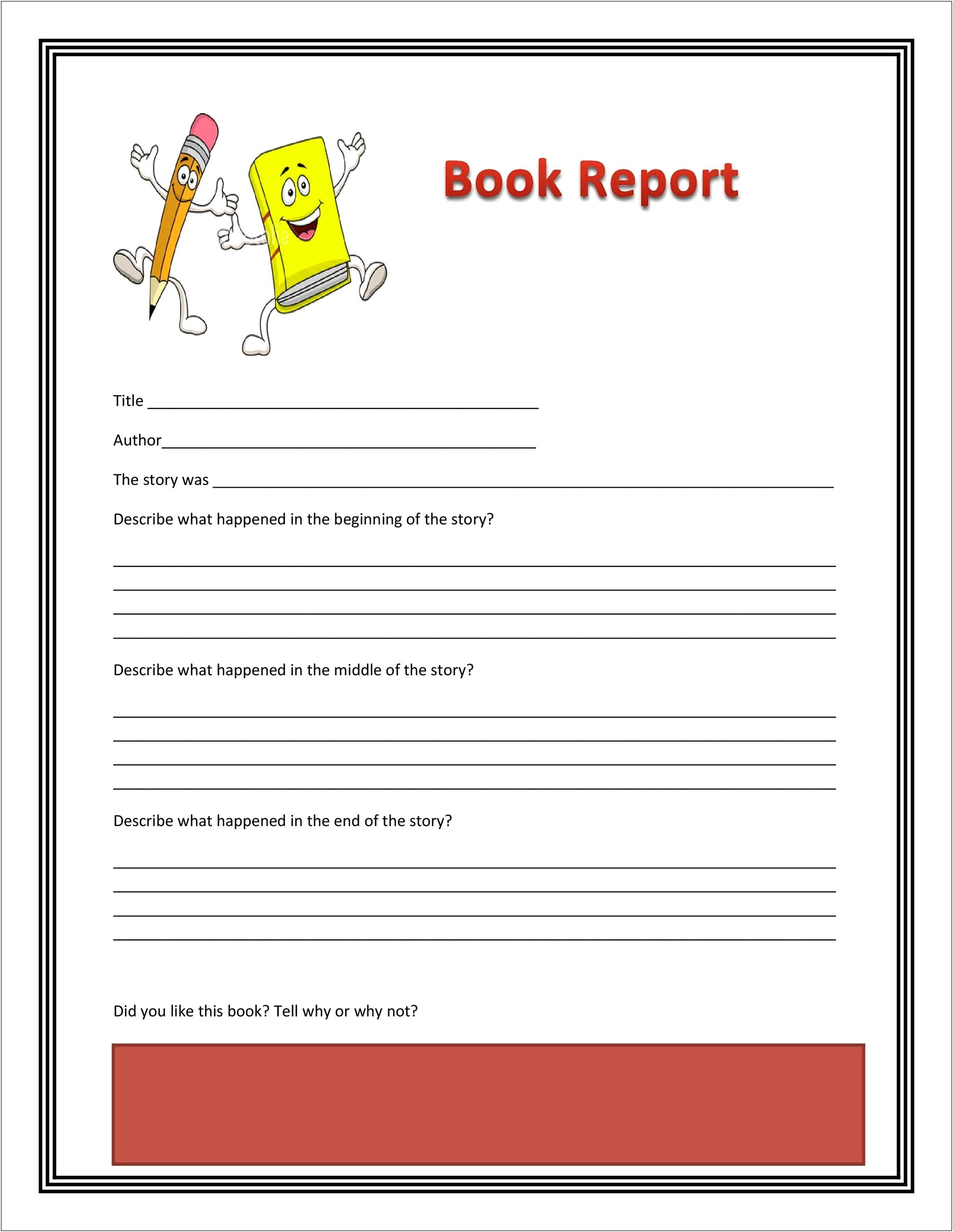 Free Book Report Templates For 3rd Grade