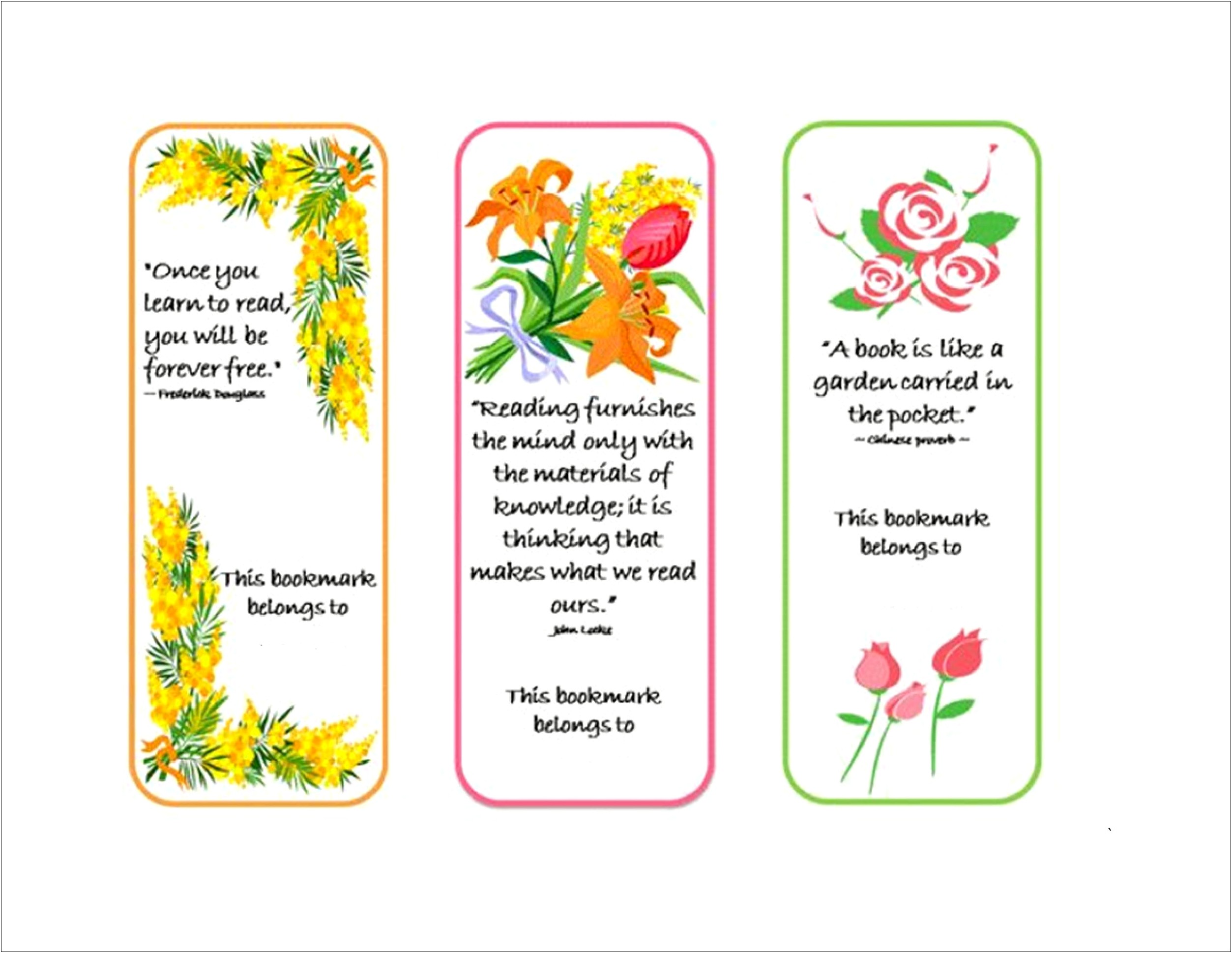 Free Bookmark Template With Gods Garden Poem Photo