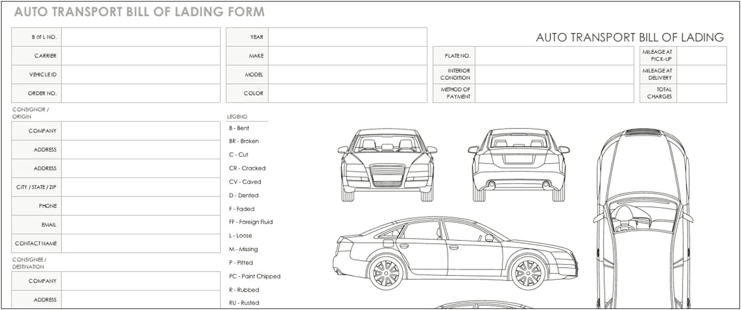 Free Car Hauler Bill Of Lading Template