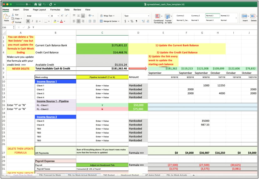 Free Cash Flow Calculation Excel Template