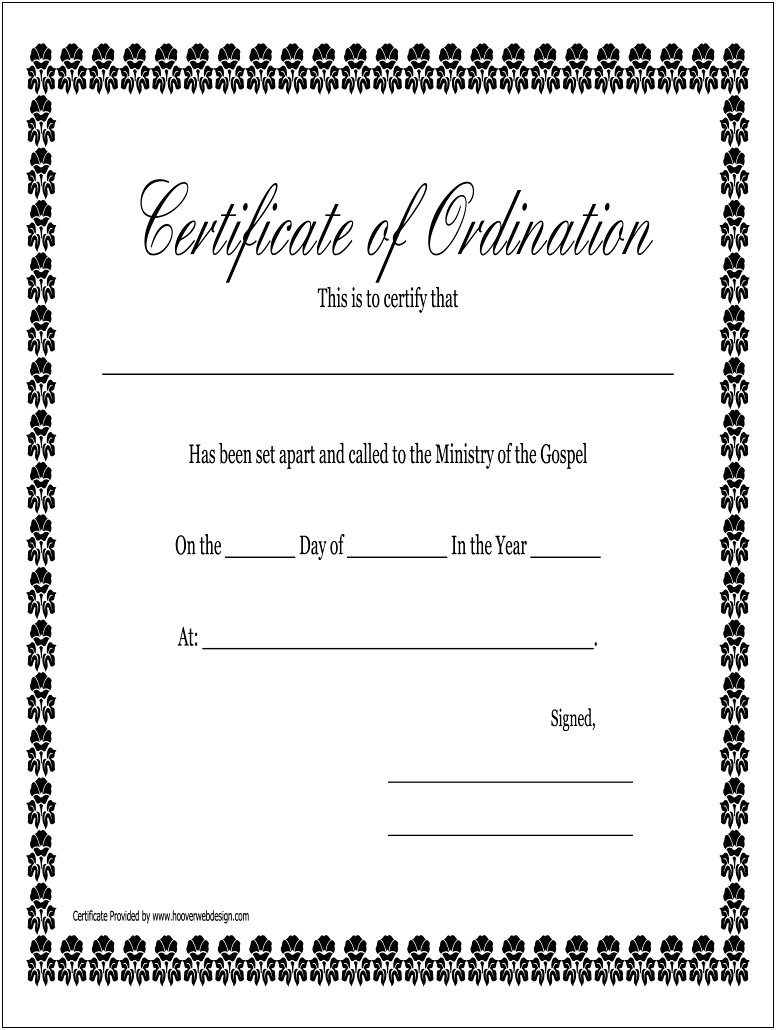 Free Certificate Of Ordination Templates In Word Doc