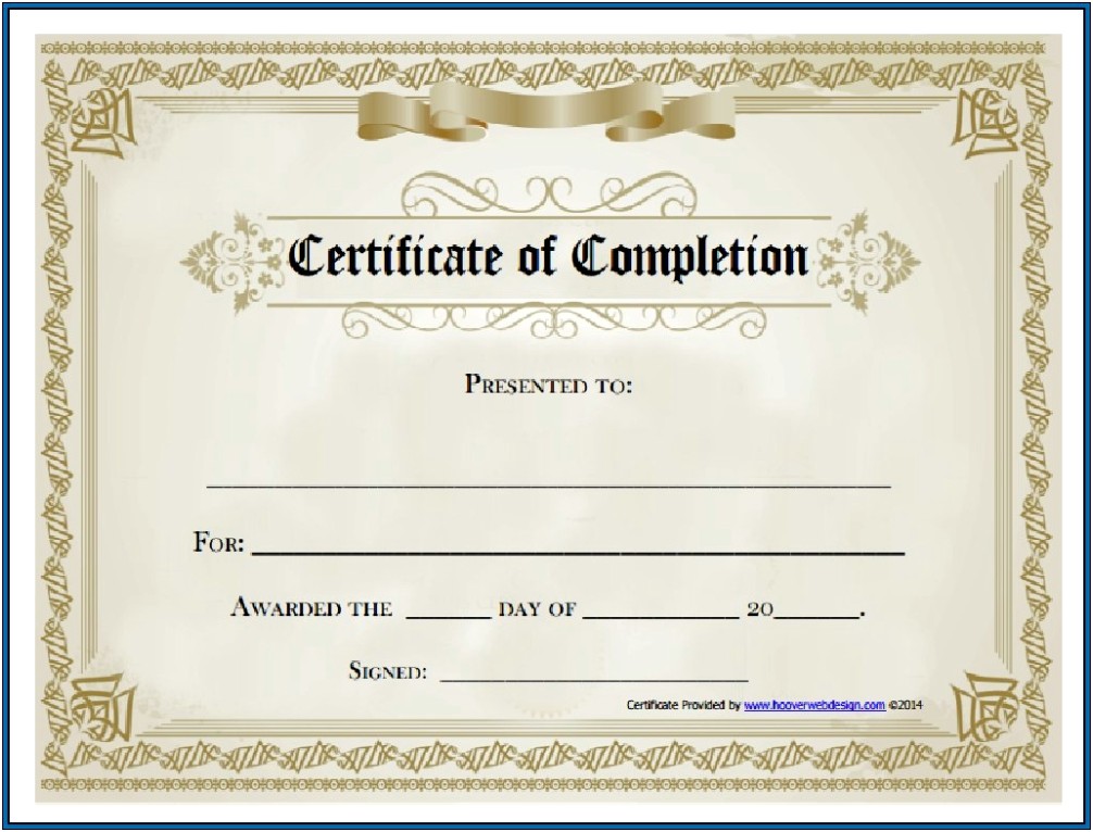 Free Certificates Of Completion Templates Downloads