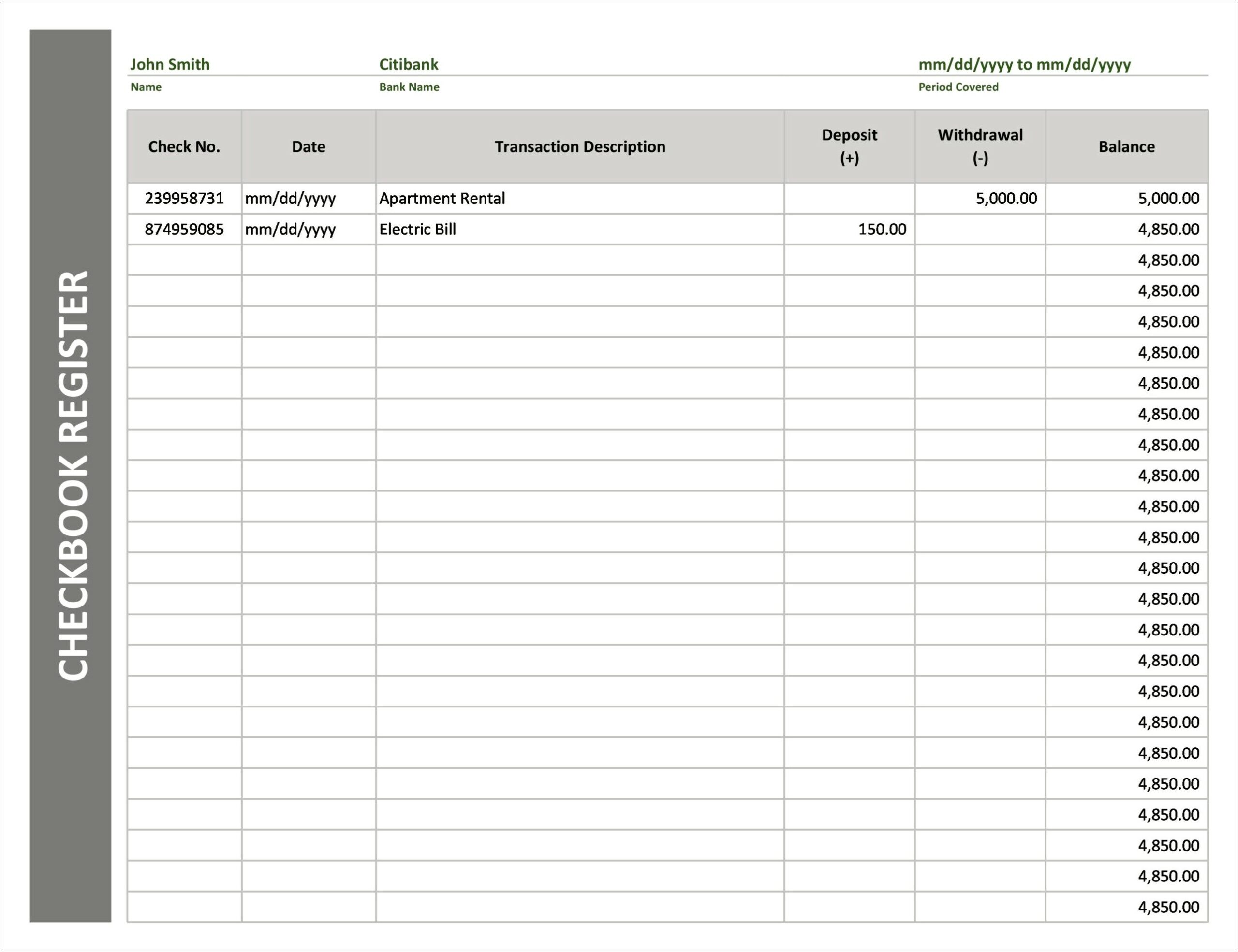 Free Check Balance Template For Laptop