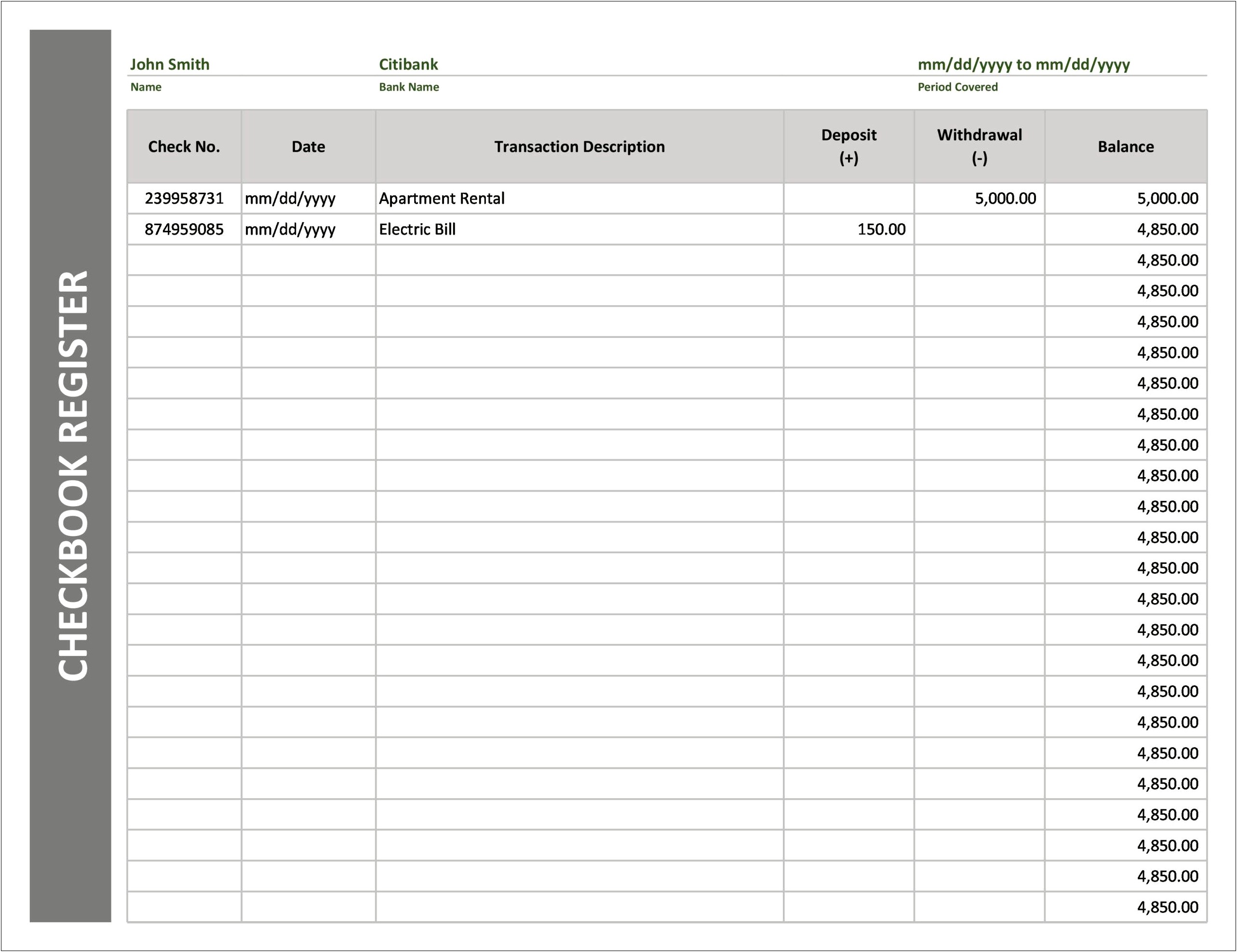 Free Check Balance Template For Laptop