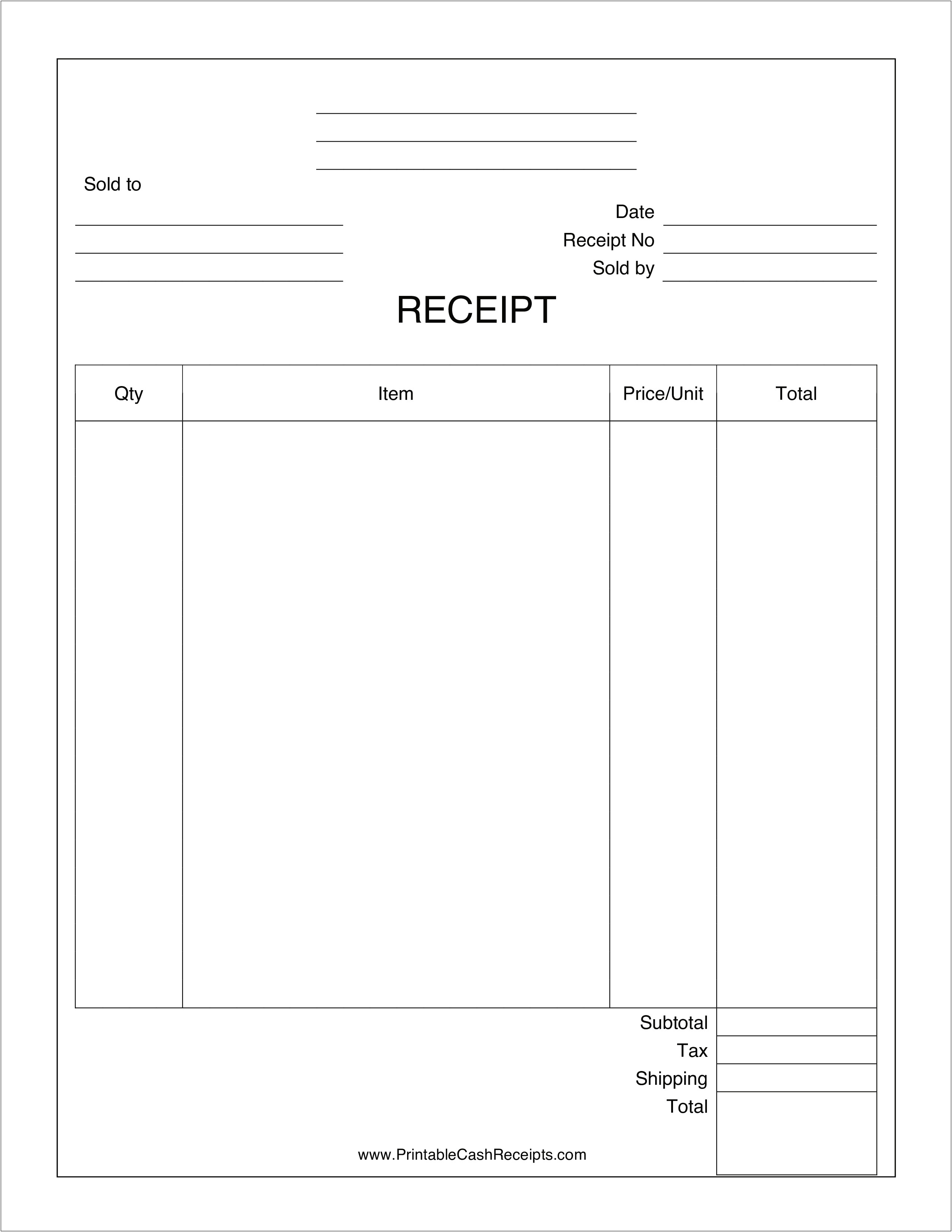 Free Child Care Tax Receipt Template