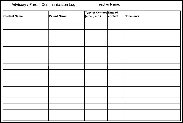 Free Child Tracking Log Template Preschool