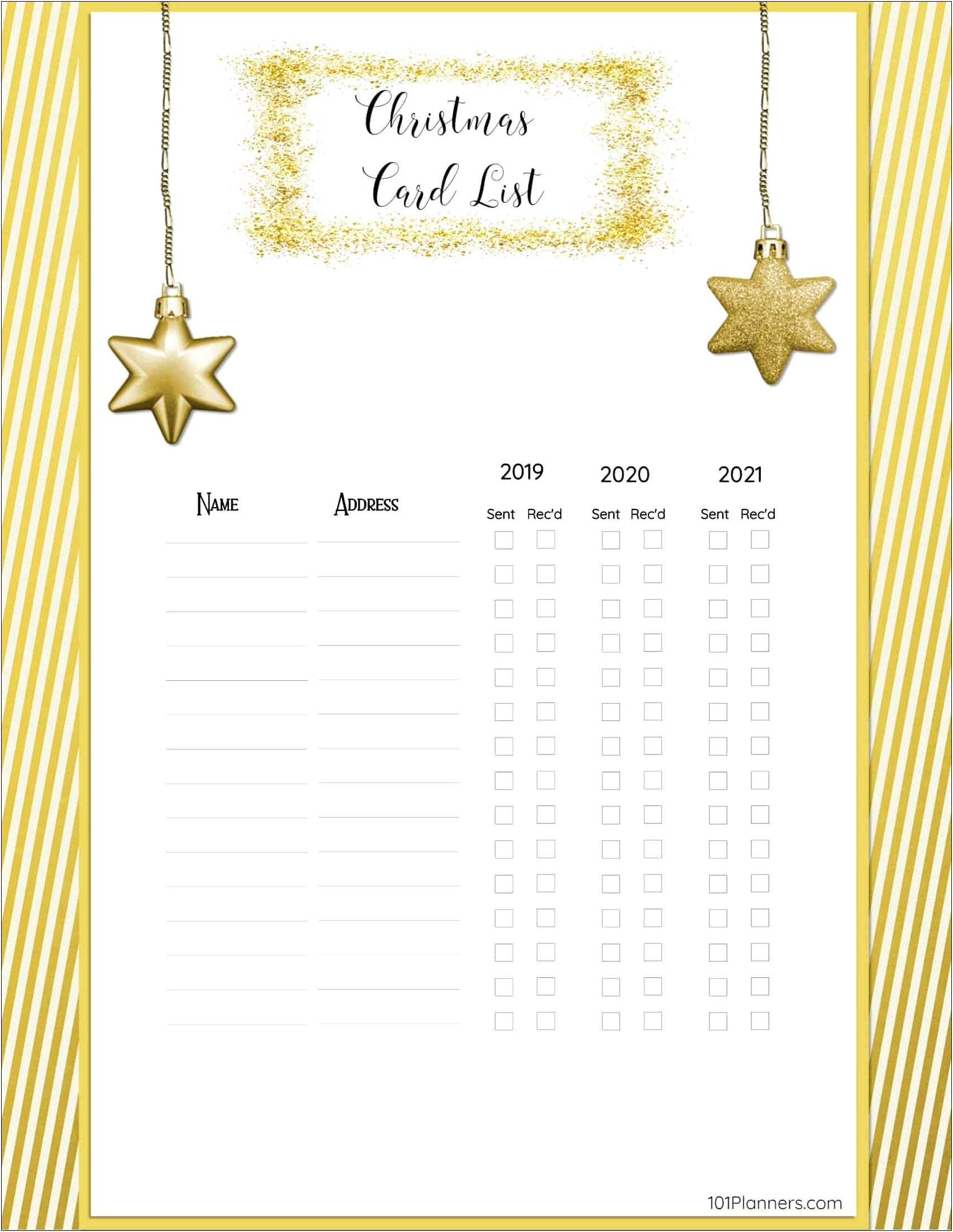 Free Christmas Card Address List Template