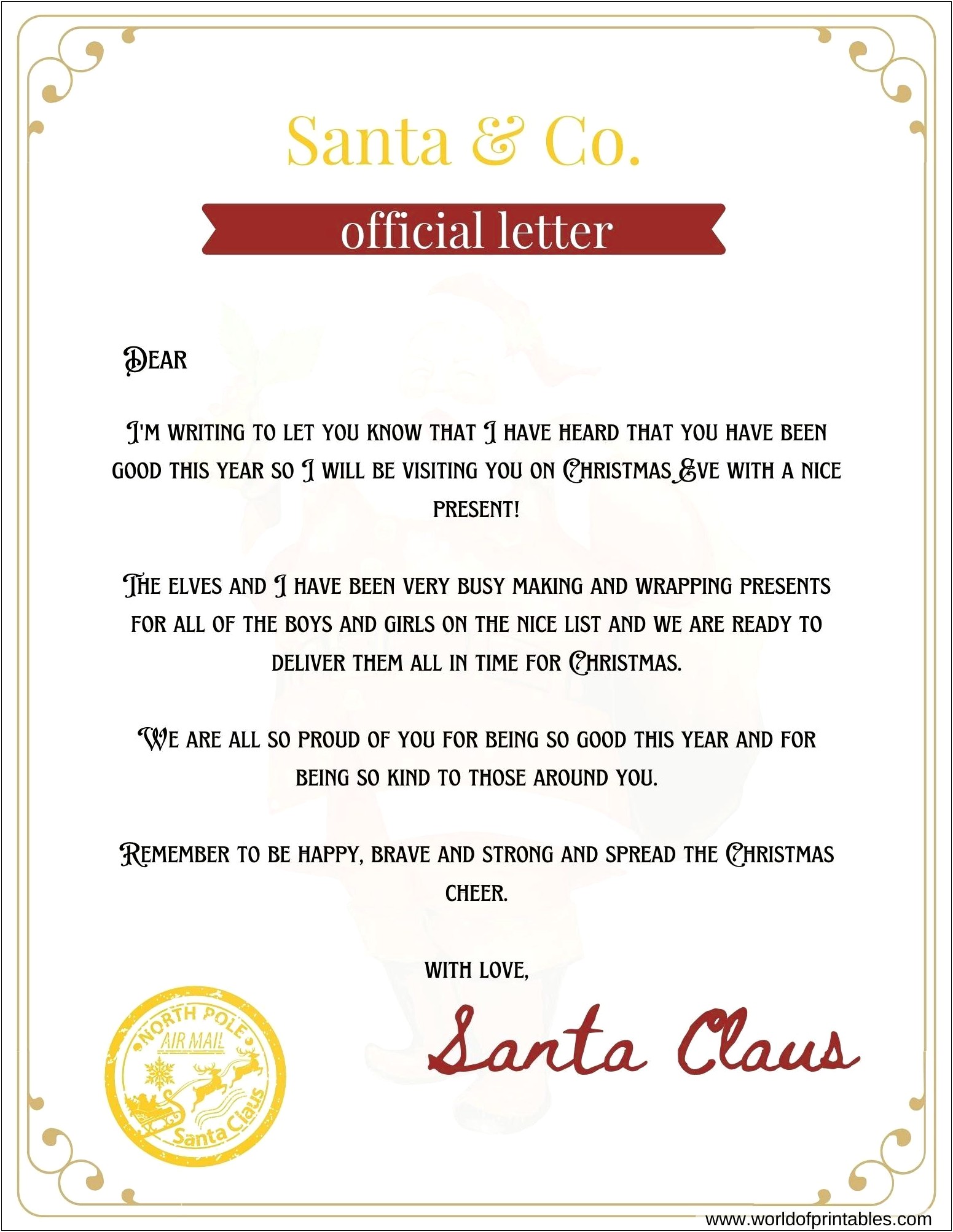 Free Word Template Christmas Letter